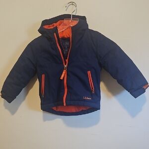 L.L. Bean Navy Coat with Orange Trim - Kids